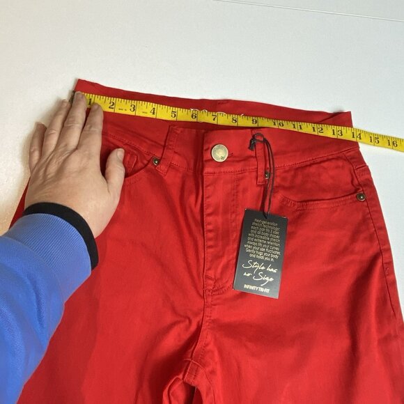 DG2 Diane Gilman Womens Infinity Stretch Tri-Fit Jean Red Sz 8-10-12 Holiday NWT - Picture 4 of 7